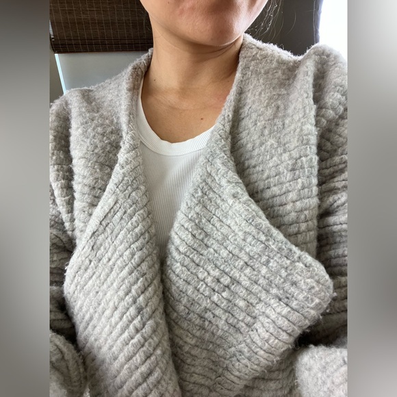 ☃️FRAME Open Knit Wool Mohair Single Breasted Sweater Shawl Collar Jacket - Picture 6 of 13